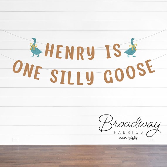 One Silly Goose First Birthday Glitter Party Banner - Glitter Party Banner First Birthday