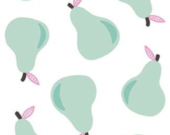 White green pears fabric - Paintbrush Studio Fruity quilt cotton - 1/4 Yd