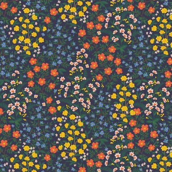 Navy Wildwood Floral Fabric, Camont Collection, Cotton Sewing Fabric