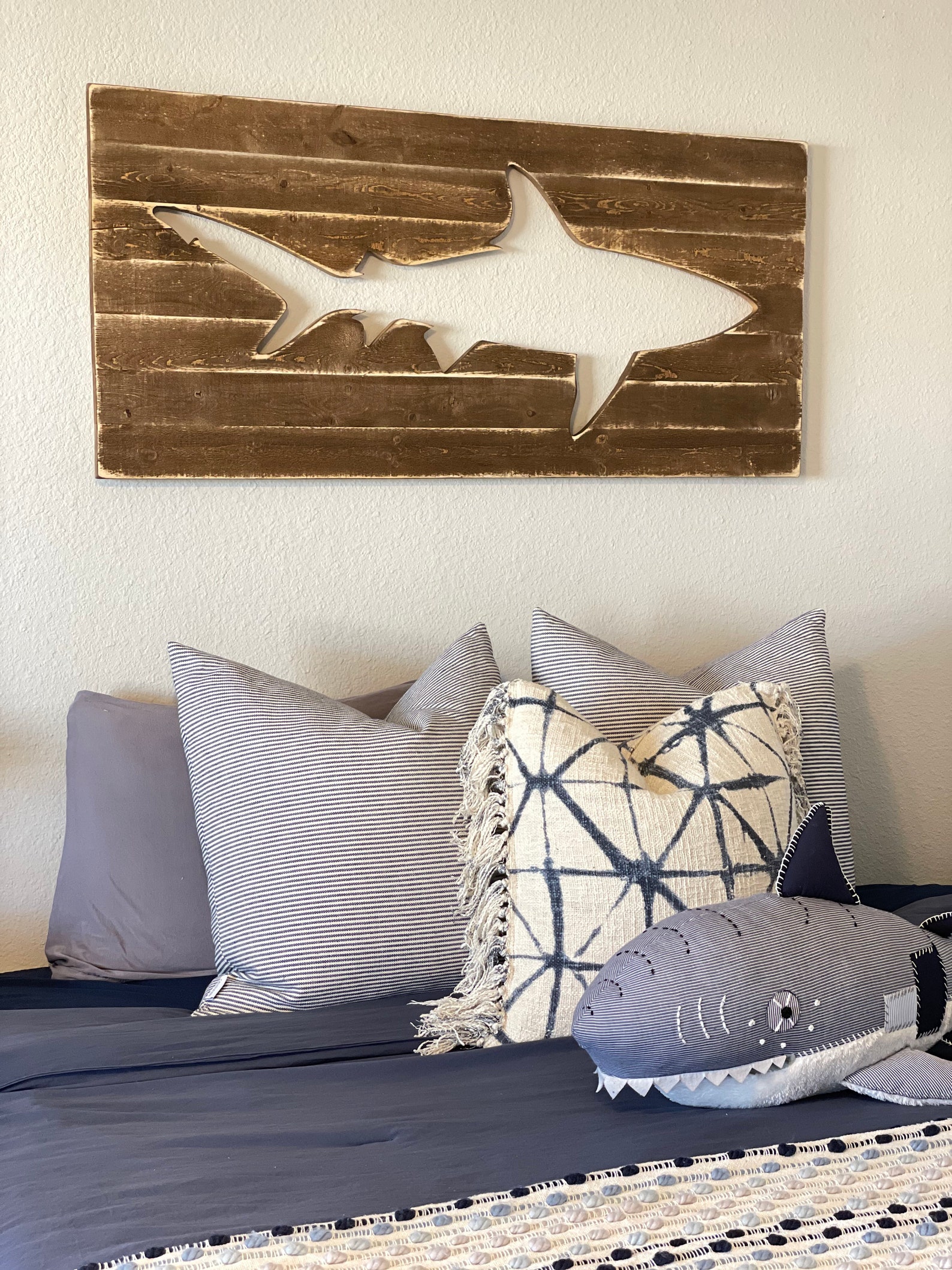 Distressed Shark Pallet Wood Wall Art Surf Decor Beach Etsy
