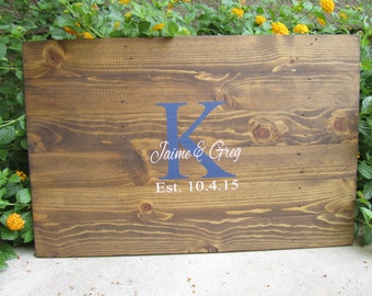 Rustic Hand Painted Pallet Wooden Wedding Guestbook Alternative - Monogram - Wood Guest Book