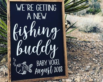 Baby Reveal Sign Fully Customizable New Fishing Buddy Removable Lettering Baby Shower Decor