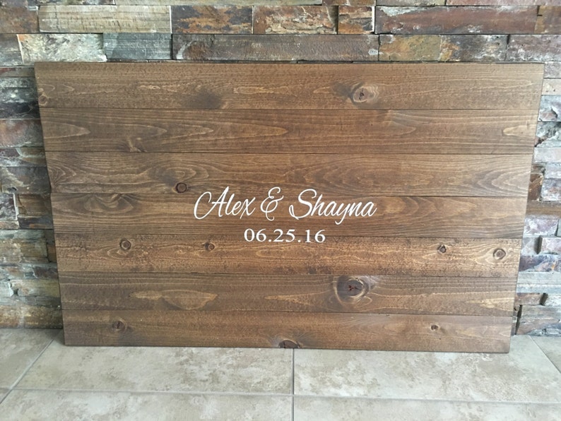 Rustic Wooden Alternative Wedding Guestbook Unique Guest Book image 1