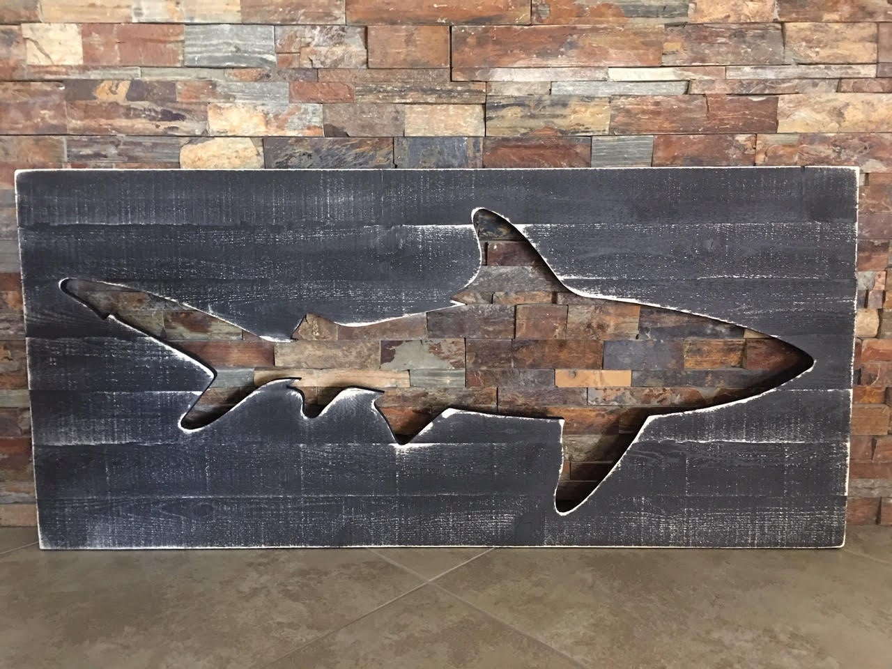 Distressed Shark Pallet Wood Wall Art Surf Decor Beach Decor Etsy
