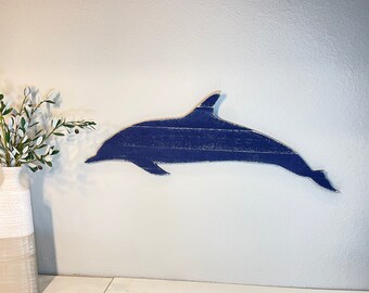 Dolphin Cut-Out Distressed Wooden Beach House Decor
