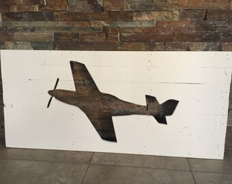 Distressed Airplane Pallet Wall Art, Air, Airport Decor CNC Cut-Out Aeronautical Plane