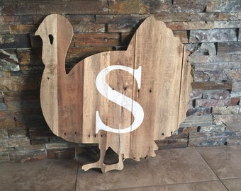 Thanksgiving Turkey Monogram Wooden Rustic Cut Out