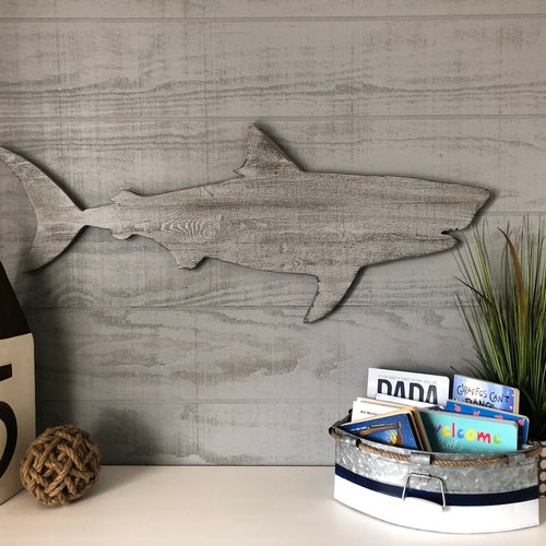Distressed Wooden Shark Pallet Wall Art Wood Surf Decor Etsy
