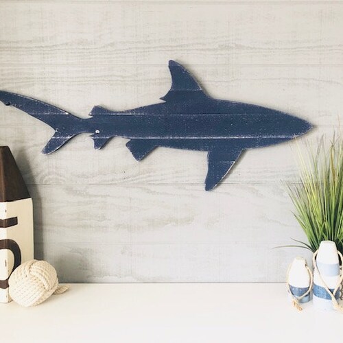 Distressed Shark Pallet Wood Wall Art Surf Decor Beach Decor Etsy