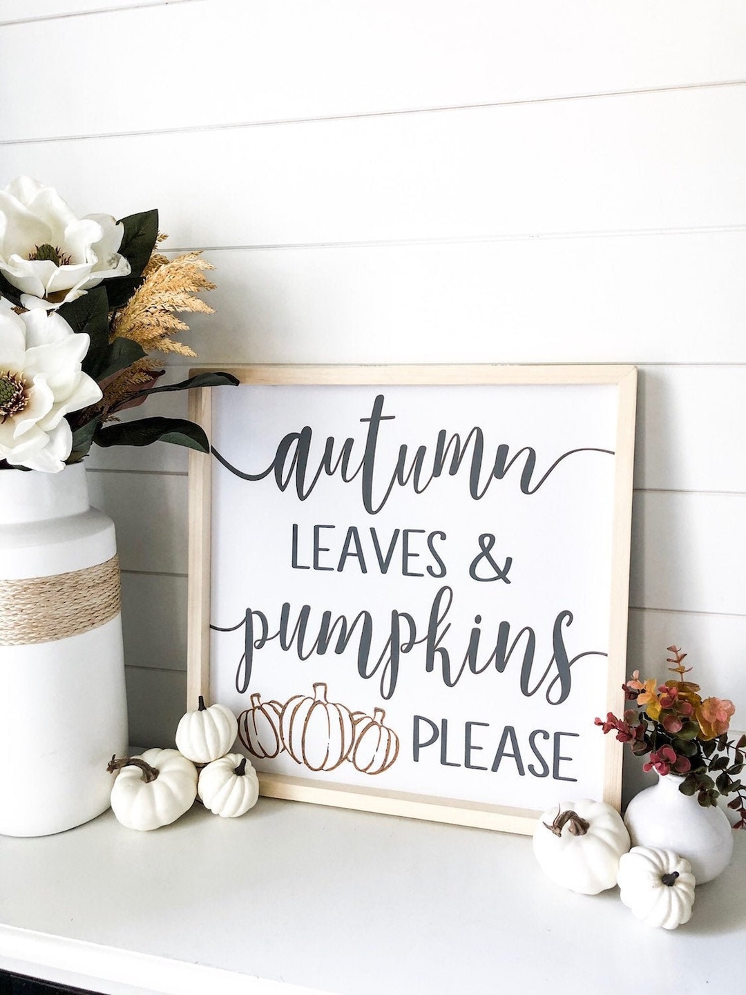 Autumn Leaves and Pumpkins Please Farmhouse Wooden Rustic Sign - Etsy