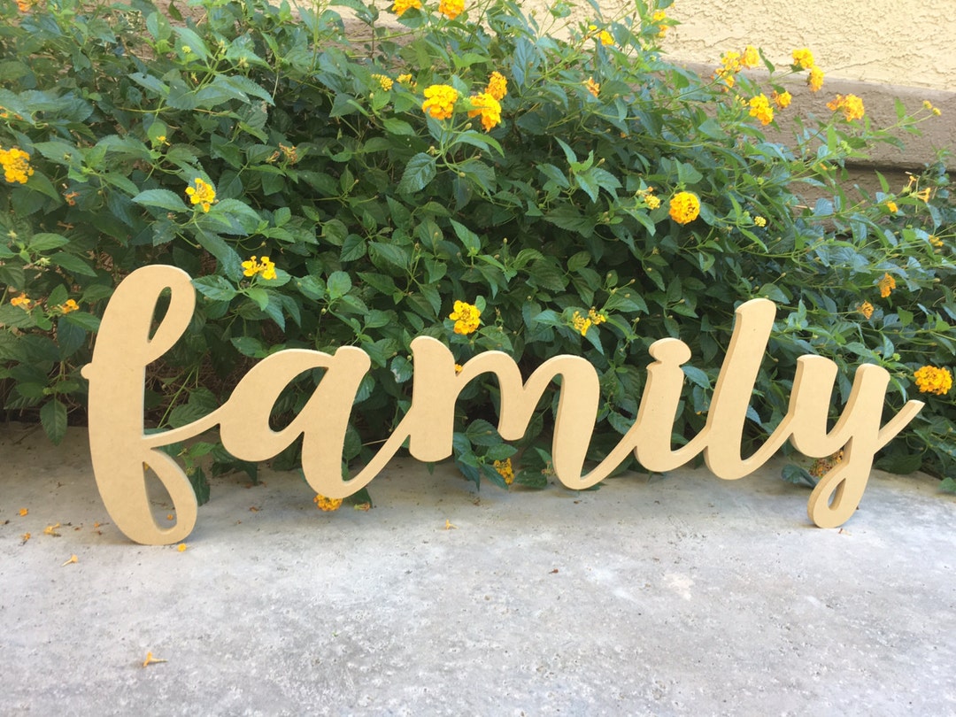 Family CNC Wooden Word Cutout Wood Letters Cut Out Etsy
