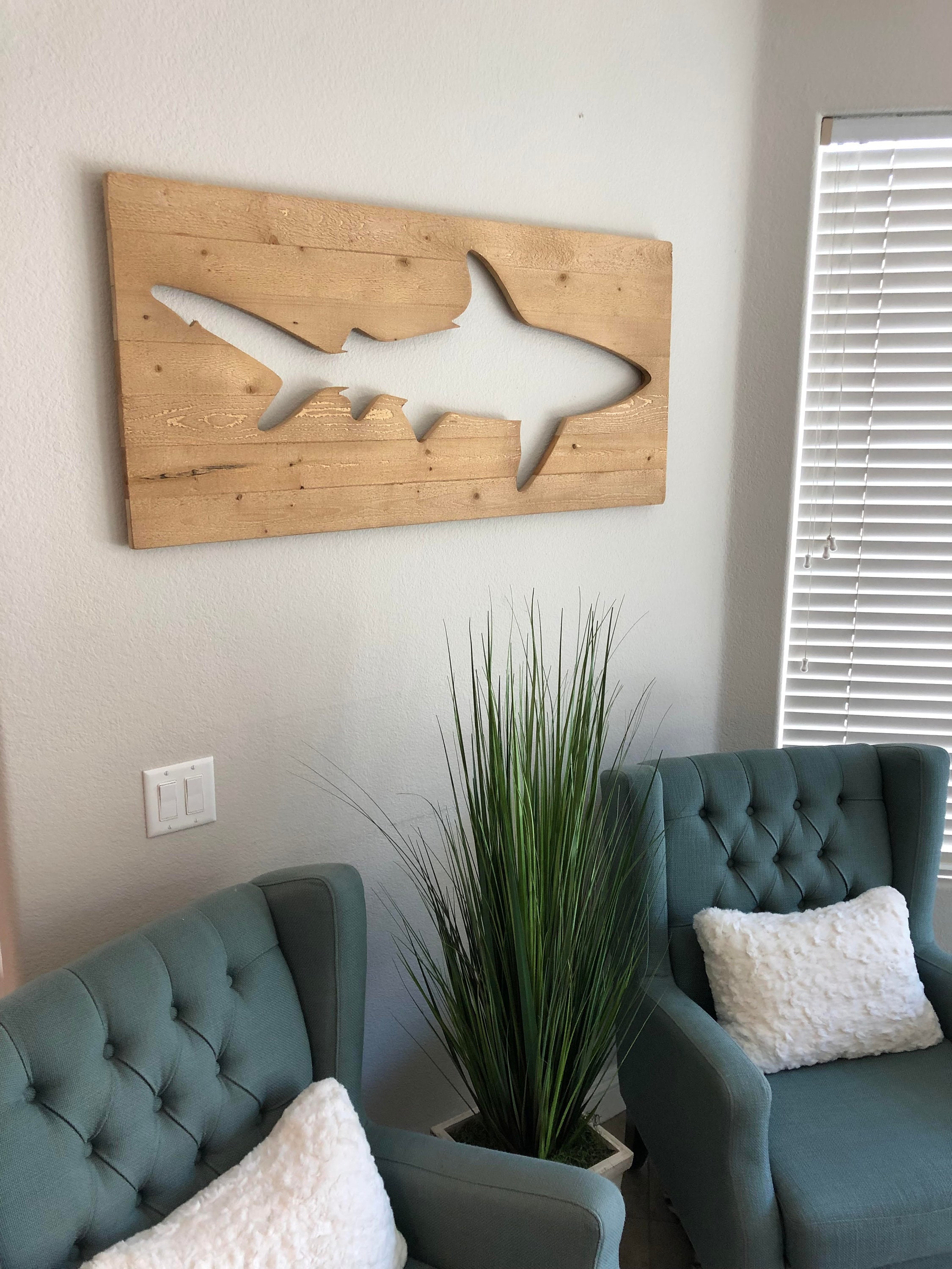 Distressed Shark Pallet Wood Wall Art Surf Decor Beach Etsy
