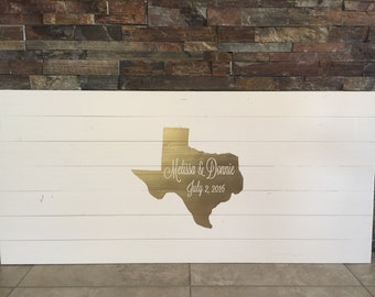 Rustic Pallet Wood Texas Wedding Guestbook Alternative Wooden Wedding State Guest Book