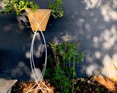 Vintage Mid-Century Plant Stand or Jardiniere - Elegant White Metal Wire
