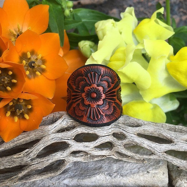 Leather Ring ~ Oli's Rose