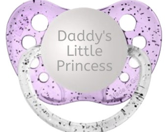 Petite tétine princesse à papa - petite princesse à papa Binky - tétine personnalisée - tétine à paillettes - sucette fille à papa - tétine unique