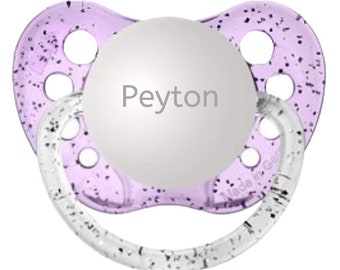 Personalized Girl Soother - Newborn Girl Dummy - Custom Glitter Pacifier - Baby Girl Name Announcement - Customized Baby Pacifier - Peyton