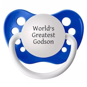 Baptism Gift for Godson Baptism Gift Boy Baby Dedication Gift - Boy Christening Gift Baby Pacifier - World&#39;s Greatest Godson Blue Pacifier