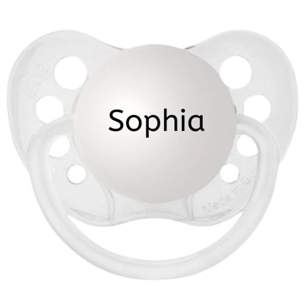 Sophia Pacifier - Girl Personalized Binky - Silicone Dummy for Baby Girl - Child Baby Soother - Pacifier Customized with Baby Name Pacifier