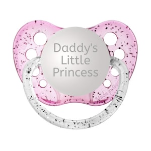 Daddy's Little Princess Schnuller - Daddy's Little Princess Binky - Schnuller nach Wunsch - Glitzer Dummy - Daddy's Girl Schnuller - Einzigartiger Schnuller