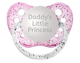 Daddy&#39;s Little Princess Pacifier - Daddy&#39;s Little Princess Binky - Custom Pacifier - Glitter Dummy - Daddy&#39;s Girl Soother - Unique Pacifier