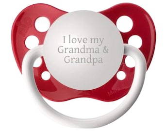 Schwangerschaftsanzeige für Großeltern – Weihnachts-Baby-Ankündigung an Großeltern – Schnuller „I love my Grandma & Opa“ – Geschenk zur Baby-Enthüllung