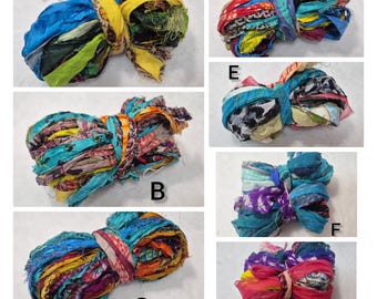 20g Chiffon / Sari Silk Ribbon mix - Weaving | Spinning | Embellishments | Decorations | Gift Wrapping