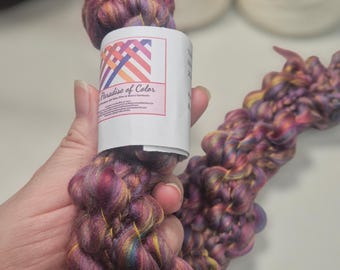 Handspun Double ply slub / Thick and Thin - Art yarn - Twinkle Twinkle (20g)