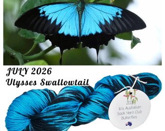 JULY Sock Yarn Club 2026 – Australian Butterflies Merino Nylon 4ply (100g)