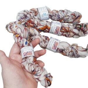 12 - 15g Handspun ART YARN | Auto Wrapped | Coreless Corespun | Sari Silk | Weaving | Felting | Knitting | Tapestry