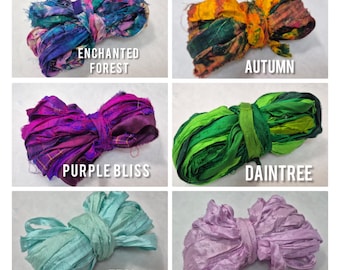 20g Recycled Sari Silk Ribbon mix - Weaving | Spinning | Embellishments | Decorations | Gift Wrapping