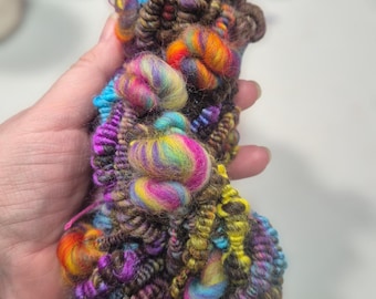 Handspun Supercoil Art Yarn: Luxury Blend for Weaving, Felting (48g)