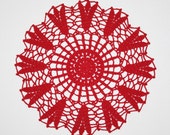 Red Crochet Doily, Small Doily, Flower Doily, Dreamcatcher Doily, Crochet Centrpiece, Lace Tablecloth, Table Topper, 10 inches