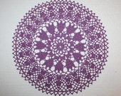 Purple Crochet Doily, Lace Doily, Purple Flower Doily, Crochet Centerpiece, Cotton Doily, 13 inches