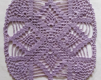 Square Crochet Doily, Small Pineapple Doily, Purple Crochet Doily, Cotton Doily, Table Topper