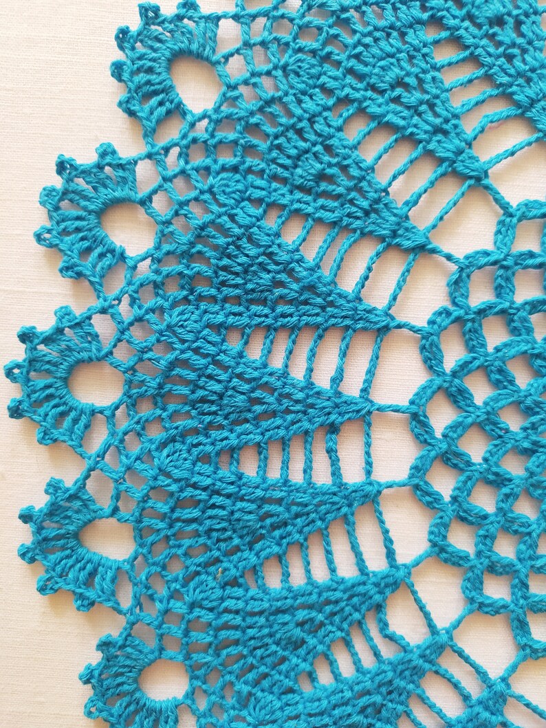 Lace Turquoise Crochet Doily Round Doily Cotton Doily Etsy UK