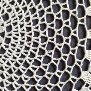 Thіs large crochet doily is made of cotton threads. Has a flat surface.  Suitable as a stand for vases, lamps, for dining, coffee and cosmetic tables. The doily perfectly complements the interior and creates comfort and style in your home.