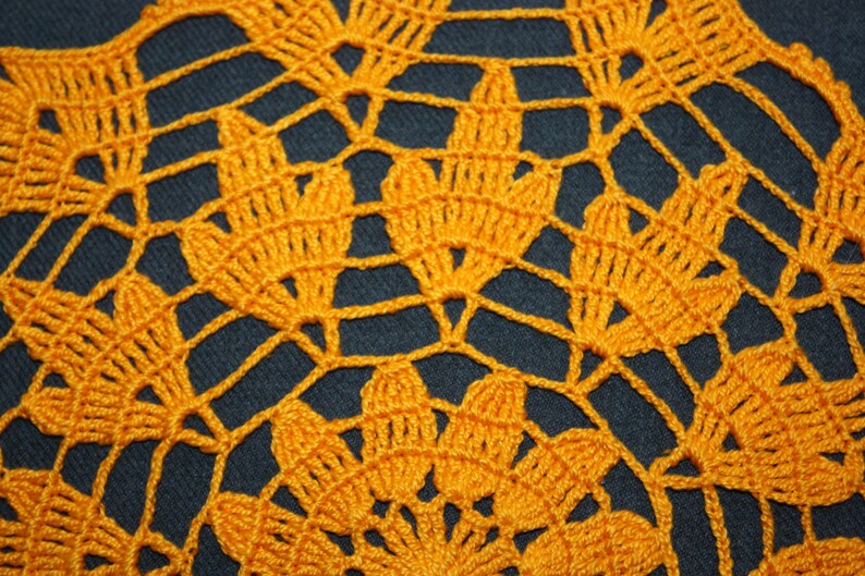Table Topper Centerpiece Handmade Doily Flower Doily 9 inches Cotton Doily Round Doily Halloween Decor Orange Small Crochet Doily