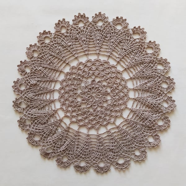 Napperon au crochet beige, napperon de mariage en dentelle, napperon en coton beige, centre de table au crochet, nappe en dentelle, dessus de table, 11 pouces