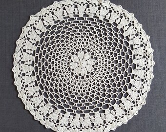 Large Crochet Doily, White Doily, Flower Cotton Doily, Wedding Doily, Tablecloth, Table Topper, 17 inches
