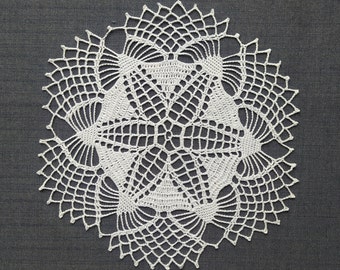 Vintage Unique Crochet Doily, Vintage White Decor, Crochet Napkin, 9 inches