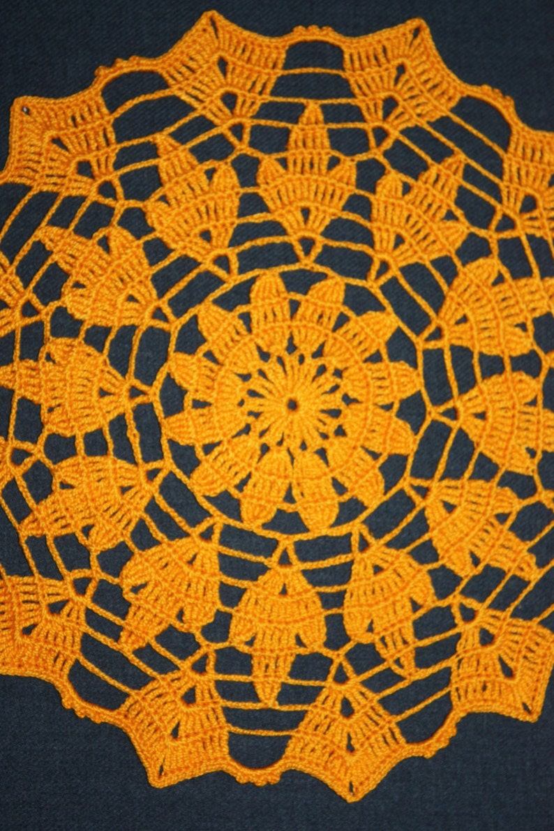 Table Topper Centerpiece Handmade Doily Flower Doily 9 inches Cotton Doily Round Doily Halloween Decor Orange Small Crochet Doily