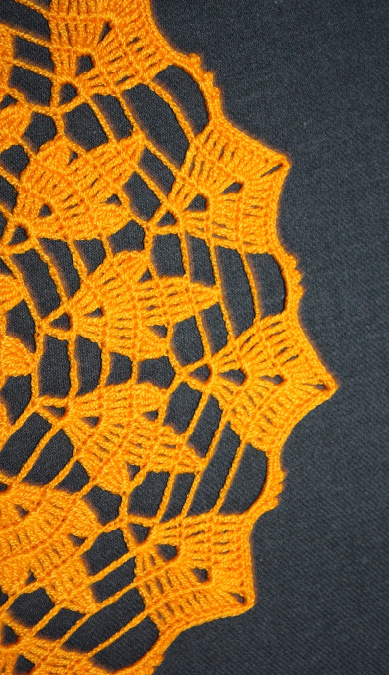 Table Topper Centerpiece Handmade Doily Flower Doily 9 inches Cotton Doily Round Doily Halloween Decor Orange Small Crochet Doily