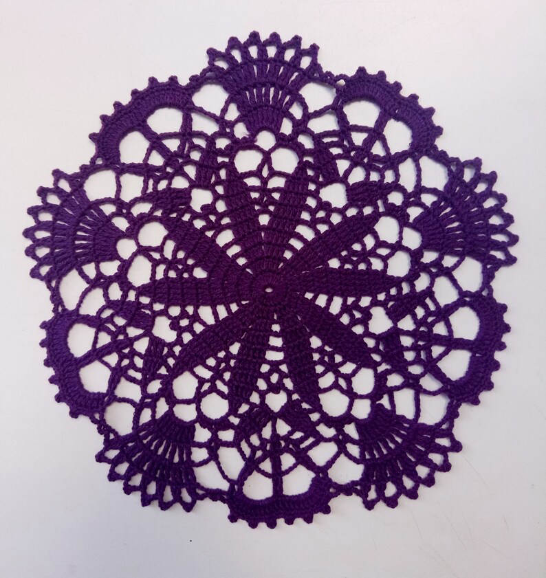 Purple Small Crochet Doily Flower Lace Doilies Round Doily Etsy