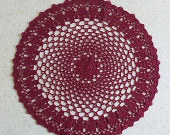 Large Doily, Crochet Doily, Bordo Doily, Round Doily, Lace Doily, 17 inches