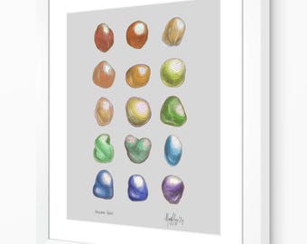 Rainbow Rocks-print, kleurrijke pet Rocks Giclée-kunst (5 x 7, 8 x 10)