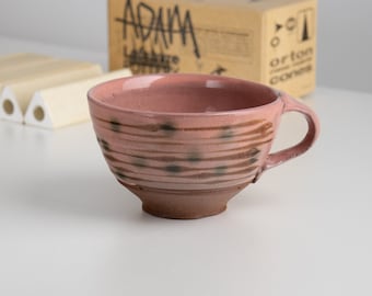 Pink and Green Cappuccino Bowl - Tea Cup