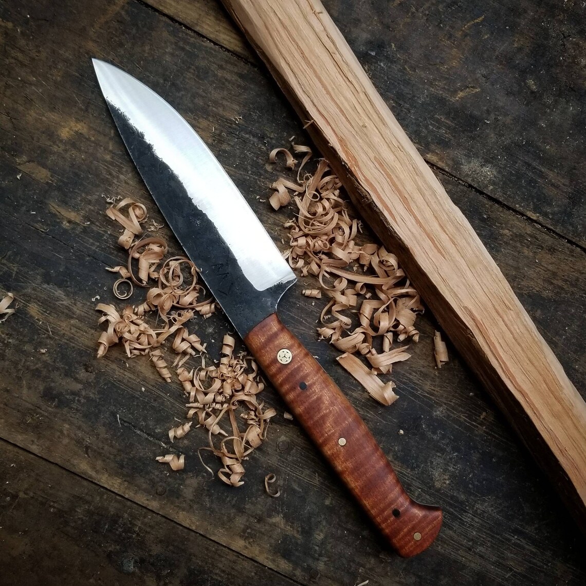 Hand Bushcraft Knife With Curly Maple Etsy Israel