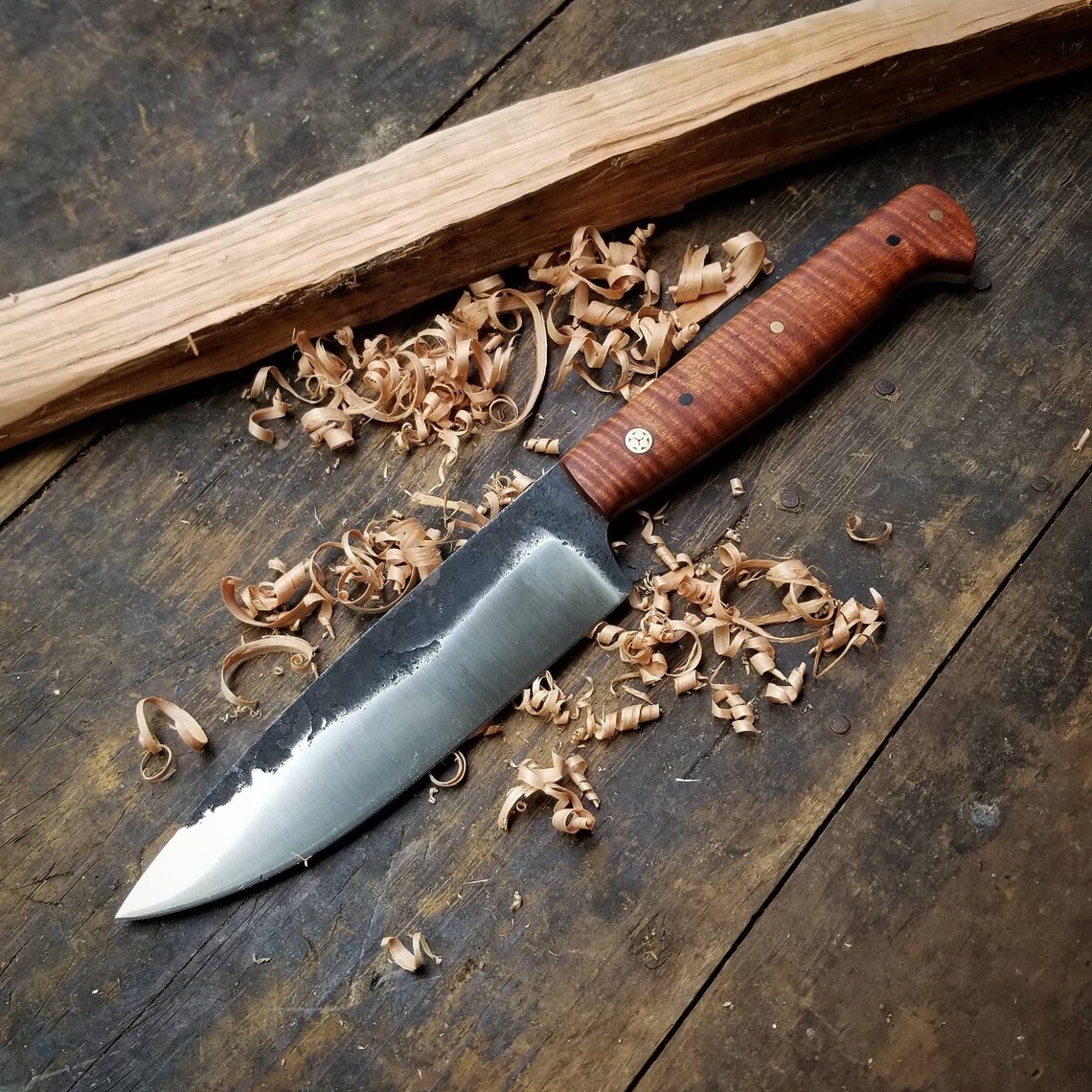 Hand Bushcraft Knife With Curly Maple Etsy Israel