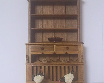 Highly Detailed Handcrafted 1/12th Scale Miniature Rustic Pine Chicken Hutch Dresser.